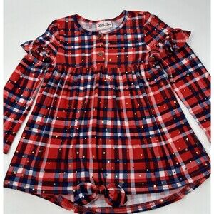 Little Lass Red Blue Plaid Girls Long Sleeve‎ Top Size 3T